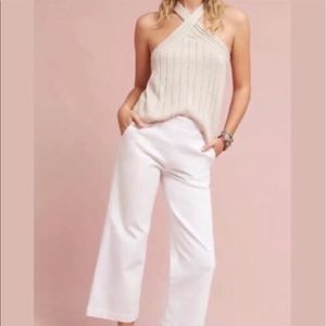 Anthropologie Moth Metallic Knit Halter Top Size M